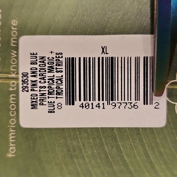 💕FARM RIO💕 Mixed Prints Cardigan  ~ Blue Tropical Magic + Tropical Stripes NWT - Picture 16 of 16